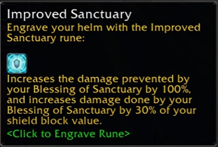wow sod phase 3 paladin improved sanctuary rune